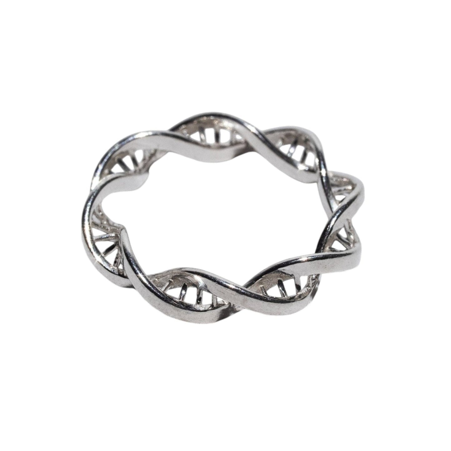 Colgante de anillo con hélice de ADN: elegante joyería inspirada en la ciencia.
