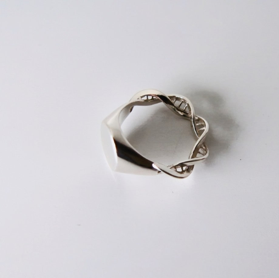 DNA Signet Ring modern silver jewelry